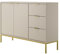 Home Collective Kommode mit 3 Schubladen und 2 Schränken, modernes Sideboard, Stahlrahmen Kaschmir/Gold