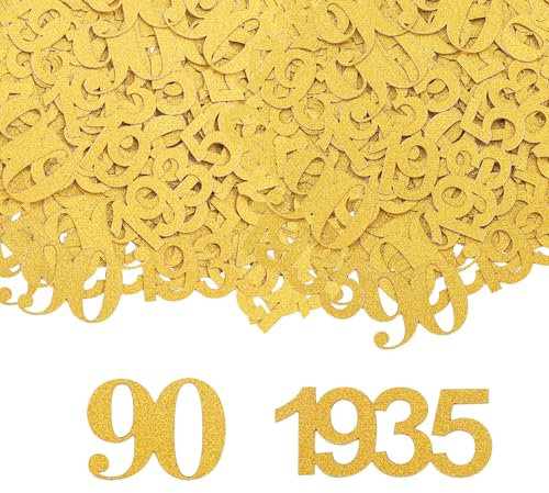 GoldRock Konfetti 90 Geburtstag Deko Groß 3,3-5cm,100 Stück Streudeko 90 Geburtstag, Deko 90 Geburtstag Frau Mann 1935,Glitzer Tischdeko 90. Geburtstag,Dekoration 90er Geburtstag,Deko 90 Konfetti Gold