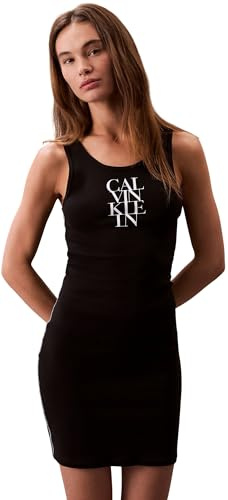 Calvin Klein Damen Bodycon Kleid Cotton Rib Mini, Schwarz (Black), M