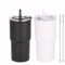 Yisituo Coffee Travel Mug, 2 Pack 480ml Reusable Plastic Cups, Drink Cups with Lids and Straws, Insulated for Hot & Cold Drinks, Car Cup Holder Compatible (2, Black, White)