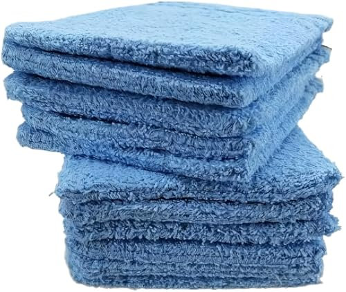 kidparadise Gants de Toilette 14 x 22 cm - Coton - Lot de 10 Gants (Bleu Ciel)