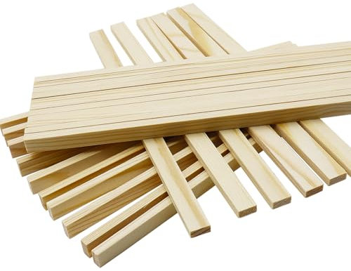 WANYI 40 Stück Holzklötzchen Klötzchen zum Basteln Quadratisch Bastelklötzchen Holz 200x10x5mm Kiefernholz Holzleisten Holzbausteine Bausteine Holz für DIY Handwerk Deko und Modellbau Schnitzen
