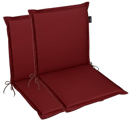 LILENO HOME Gartenstuhl Auflagen [2er Set - Niedriglehner] in Rot - Bequeme Liegen als Sitzauflagen für Gartenmöbel - Stuhlkissen für Gartenstühle und Klappstühle MIA