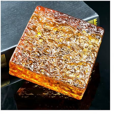 QZLNONTK 1 Stück quadratische Kristallsteine ​​– klare farbige Glasbausteine ​​für Bars, Hotels, Büros und Trennwände zu Hause(Orange)