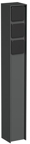 ledscom.de Garten Steckdosensäule PODEL für außen, IP44, 3-Fach, anthrazit, eckig, 60 cm