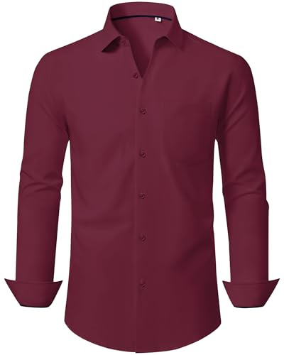 J.VER Mens Shirt Stretch Long Sleeve Dress Non Iron Regular Fit Shirts