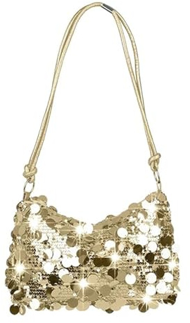 JENCVNL Damen Glitzer Tasche, Clutch Glitzer Pailletten Tasche Silber Schwarz Gold Clutch Abendtasche Elegante Taschen Pailletten Handtasche mit Reißverschluss für Prom Hochzeit Party Bankett (Gold)