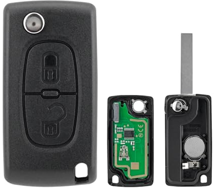 Flip 2 Button Remote Key Fob 433Mhz ID46 HU83 CE0536 For Peugeot Citroen | Replacement key fob fits Citroen C2 C3 car key & Peugeot 3008, 433Mhz ASK signal with pre-installed ID46 chip