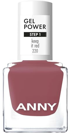 ANNY Gel Power Nail Polish, Gel-Farb-Nagellack, Gedämpftes Rosarot | Brillanter Glanz, Bis zu 12 Tage Halt, Splitter- & kratzresistent, Ohne UV-Lampe, Keep it red, 8ml