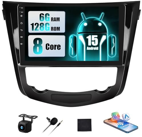 Android 15, 6G+128G 8-Kern GOHHDL Autoradio für Nissan Qashqai J11 X-Trail T32 2013-2017 Carplay Android Auto, 10 Zoll Radio mit BT GPS WiFi FM/RDS HiFi EQ DSP SWC Rückfahrkamera, für Nissan Qashqai