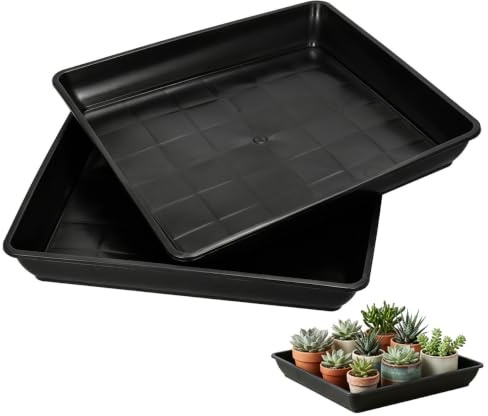 JEWEDECO Soucoupe Carrée 40x40 en Plastique PP Robuste pour Pots de Fleurs, Lot de 2 Plateaux D'égouttage Résistants, pour Plantation Intérieure et Extérieure