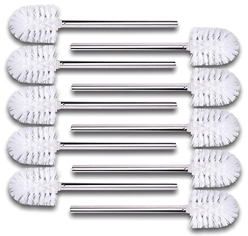 Schramm® Paquete de 10 cepillos de Recambio para WC Blanco Cabeza de Cepillo Mango de