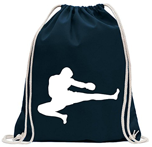 Kiwistar - Turnbeutel - dunkelblau - Kampfsport Karate Judo Kung - Fun Rucksack Sport Beutel Gymsack Baumwolle mit Ziehgurt