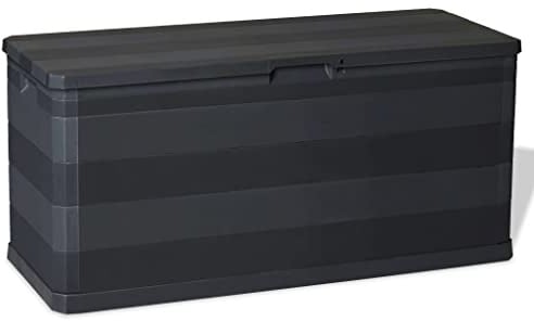 vidaXL Garden Storage Box - Versatile and Durable Outdoor Storage Solution, Black Polypropylene Toolbox with Lock Option, Easy Assembly, 117x45x56 cm with 280 L Capacity.