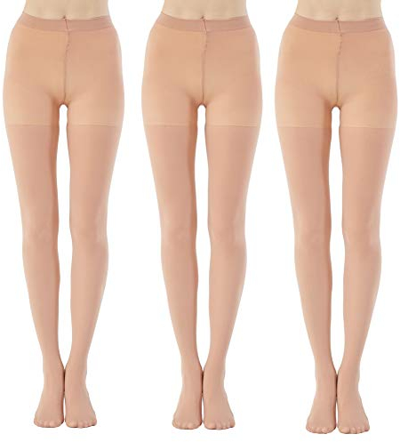 MANZI 3 Paar Balettstrumpfhose Mädchen Damen Basic Cabrio Ballett Tanz Strumpfhosen mit Fersenloch Kinder,Erwachsene 40 den,Hautfarben,XX-Large(Adult M/L)