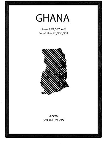 Nacnic Poster von Ghana. Blätter von Ländern und Kontinenten. A3 Größe