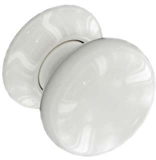 3 X Ceramic Door Knobs White (Pair) - 60mm