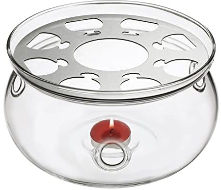 CnGlass Universal Glass Teapot Warmer,Handcrafted with Heat Proof & Lead-Free Glass Tealight Warmer 5.3 in/13.5cm Diameter (Candle not Included)