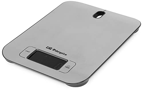 Orbegozo PC 1017 - Peso de cocina electrónico de precisión, 5 kg de capacidad, pantalla LCD, función tara, apagado automático, funciona a pilas
