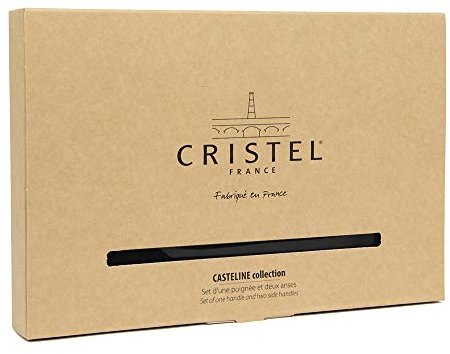CRISTEL®, Set de poignée amovible comprenant 1 poignée + 2 poignées latérales, bois d'olivier, mécanisme inox collection Casteline