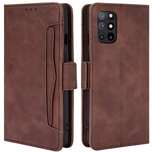 HualuBro Handyhülle für OnePlus 8T Hülle Leder, Flip Case Cover Stoßfest Klapphülle Handytasche Schutzhülle für OnePlus 8T Tasche (Braun)