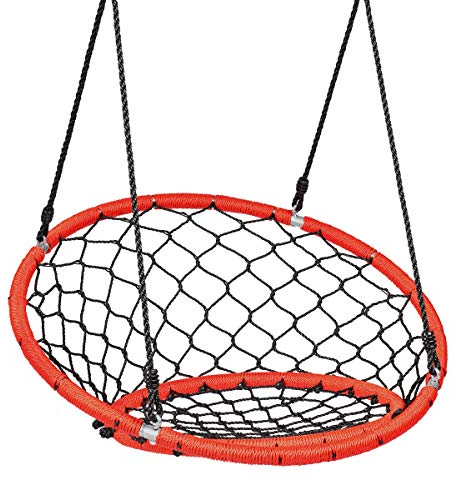 GIANTEX Balançoire en osier avec dossier, balançoire nid d'oiseau, réglable en hauteur, charge maximale : 100 kg, pour l'intérieur et l'extérieur, orange