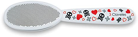 Lima Pedicura Profesional 3 Claveles | Eliminador Raspador de Callos y Durezas para Pies, Exfoliante de Talones, Pulidor, Acero Inoxidable 20cm | Colección Skull Lover