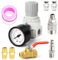 MEANLIN MEASURE 1/4 Inch NPT Air Compressor Regulator with Gauge, 0-150 PSI AR2000 Air Gauge Regulator Inline for Air Compressor and Pneumatic Tools