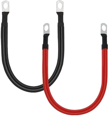2 AWG Battery Cable 2AWG Gauge Pure Copper Battery Inverter Cables with 5/16 in Lugs Both Ends Power Inverter Wire Set for Automotive Solar Marine Boat RV Car Motorcycle Red and Black (1FT)
