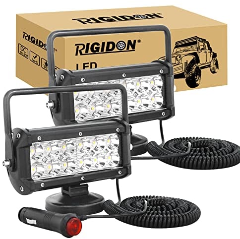 RIGIDON 2 Pcs Led arbeitsscheinwerfer mit magnetfuß, 7 Zoll 18cm 36W 12V 24V led Spot Strahler, offroad beleuchtung für Auto SUV ATV, Traktor, LKW, 4x4, Boot,6000K led suchscheinwerfer, arbeitslicht