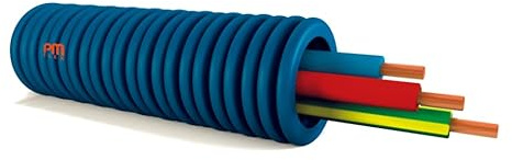 PM PLASTIC MATERIALS Gaine électrique préfilée ICT Ø20-3x2.5² - Couronne de 100m Bleu - Rouge - Vert/Jaune - Câble gaine et connectique