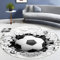 Moderne Flamme Fußball Wohnzimmer Schlafzimmer Teppich Teenager Junge Mädchen 3D Sports Soccer Serie Rutschfester Flanell Stuhlkissen Kinderzimmer Spielbereich Runden Teppich (Weiß,160cm)