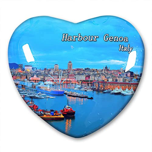Italien Hafen Genua Kühlschrankmagnet Kühlschrank Aufkleber Kollektion Dekorativer Magnet Reise Souvenir Herzform Kristallglas