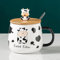 Xfeyaqlo Grande capacité Tasse Dessin animé Tasse en Porcelaine Créatif Tasse de Petit déjeuner Mignonne Tasse d'eau de Ventre de Pot Vache Mignonne Tasse de Lait Bureau Tasse à café (A)