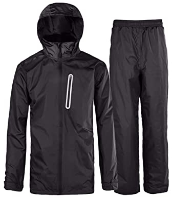 igeekwell Regenanzug Regenjacke Herren Wasserdicht Atmungsaktiv Fahrrad Regenbekleidung Reflektierender Fischen Regenmantel Leichter Winddichte Regenjacke+Regenhose Set