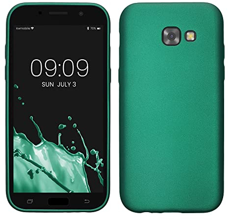 kwmobile Case kompatibel mit Samsung Galaxy A5 (2017) Hülle - Schutzhülle aus Silikon metallisch schimmernd - Handyhülle Metallic Dunkelgrün