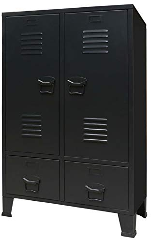Festnight Aktenschrank Büroschrank Metallschrank Sideboard Kommode Kleiderschrank Beistellschrank Komodenschrank Mehrzweckschrank Schrank Wohnzimmer Schlafzimmer Büro, Schwarz, 67x35x107 cm