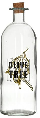 Olive Oil Bottle Drizzler 500ml Modern Clear Glass Cruet Bottles With Cork Lid Removable Corks Stopper Cooking Oil Balsamic Bottles Traditional Oil Dispenser Pourer (OLIVE TREE)