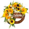 40cm Künstlicher Sonnenblume Kranz Willkommensschild Türkranz Willkommen Türschild Wandkranz Kranz Haustür Türschild Kranz Türkranz Girlande Wandbehang Zubehör Kränze Blumenkranz (Khaki, 40cm)