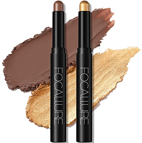2 PCS Creme Lidschatten Stick,Heller Lidschattenstift Crayon Set,Matt und Schimmernder Augen Make up Set,Langanhaltendes Wasserfester Lidschatten Makeup Pen Werkzeug (Fancy Tabac(1718))