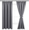 DWCN Gardinen Blickdicht Vorhänge mit Kräuselband 2er Set H183 x B117 cm, Verdunklungsvorhänge mit Vorhang-Krawatten, Vorhänge Wohnzimmer Schlafzimmer Thermogardine Kälteschutz Wämreisolierende, Grau