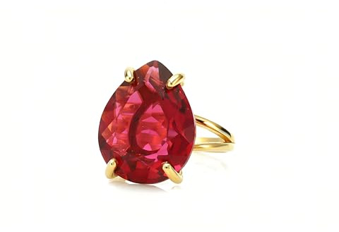 Pear Cut Pink Turmalin Gold Gefüllt Aussage Ring - Oktober Geburtsstein Ring - Teardrop Stein Ring - Birne Form Edelstein Ring - Halbedel Ring