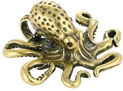 OFFSCH Messing Oktopus Ornament Klein Tischdekoration Indoor Messing Octopus Basteldekoration Oktopus Deko Figur Flaches Design Für Schreibtisch