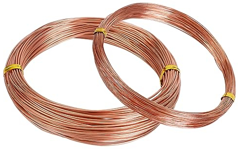 Kupferdraht 2 Rolle 0,5mm/1mm x 10m Schmuckdraht Kupfer, Basteldraht Kupferspule für Maschinenwesen DIY Blumengestecke und Schmuckherstellung