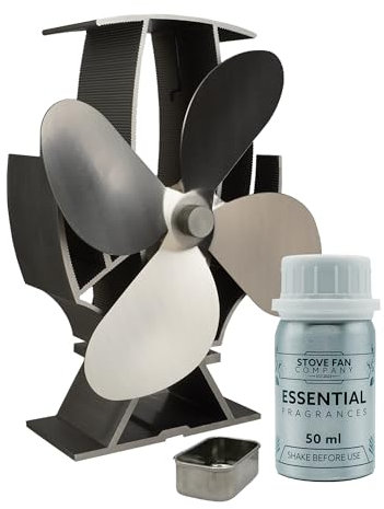 Forest Master - SuperFast Mini Semi-Heated Stove Fan - Compact Heat Circulator for Wood Burners and Fireplaces (Steel Grey)