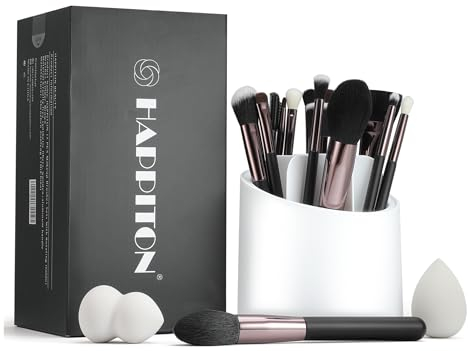 Set di pennelli professionali per trucco, 17 pezzi, kit di strumenti di bellezza per occhi, viso, fondotinta, frullatore, correttore, pennello da trucco con supporto girevole girevole