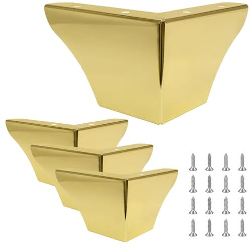 Cjueiom 10cm / 4 Inch Furniture Legs Gold Sofa Legs Set of 4, Modern Table Legs Metal Wardrobe Legs Furniture Feet, Sofa Foot Couch Legs Replacement for Cabinet Cupboard Chair Ottoman