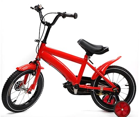 DSYOGX Kinderfahrrad, 14 Zoll Unisex Kinderrad Kinderfahrrad Mit Abnehmbare Stützräder Kohlenstoffstahlrahmen Kinderfahrrad Junge Mädchen Fahrräder für Kinder ab 2-4 Jahre (Rot)