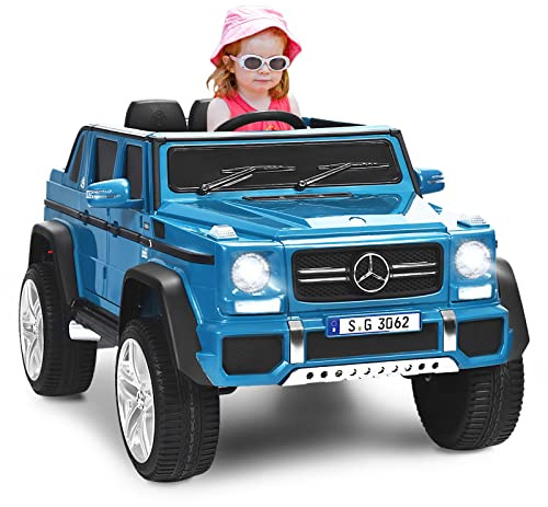 Maxmass Kids Electric Car, Licensed Mercedes Benz 12V Battery Powered Electric Truck with Remote Control, Horn, Music, USB/TF, Lights, 2-Seater Children Ride on Car for 3-8 Years Old (Navy)