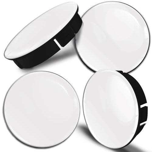 Biomar Labs 4 x 60 mm / 55 mm Universal-Kunststoff-Nabenkappen Felgenkappen Radkappen Radnabenkappe Radkappe Weiß Glänzend C 55